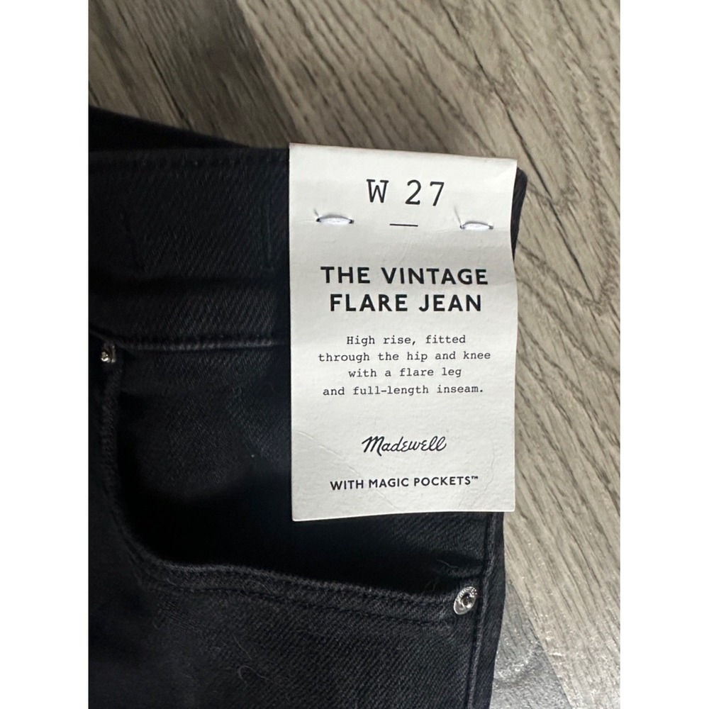 Madewell NWT The Vintage Flare Jeans black frost denim women's size 27 - Picture 2 of 9